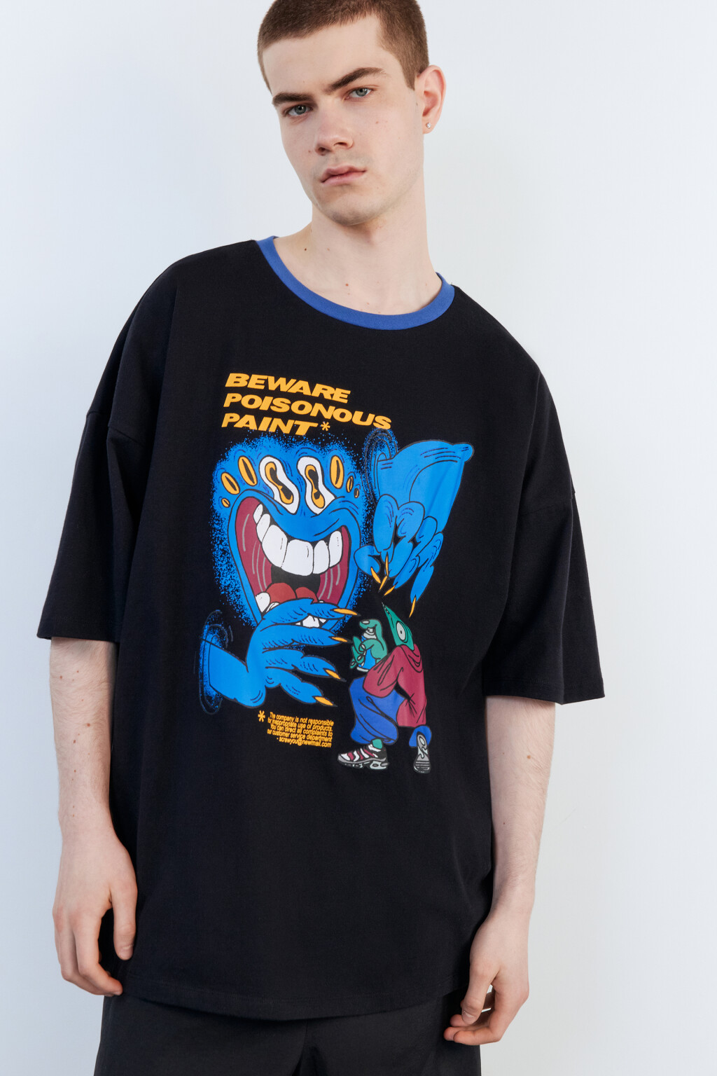 Футболка oversize хлопковая с принтом - цвет серый - 2