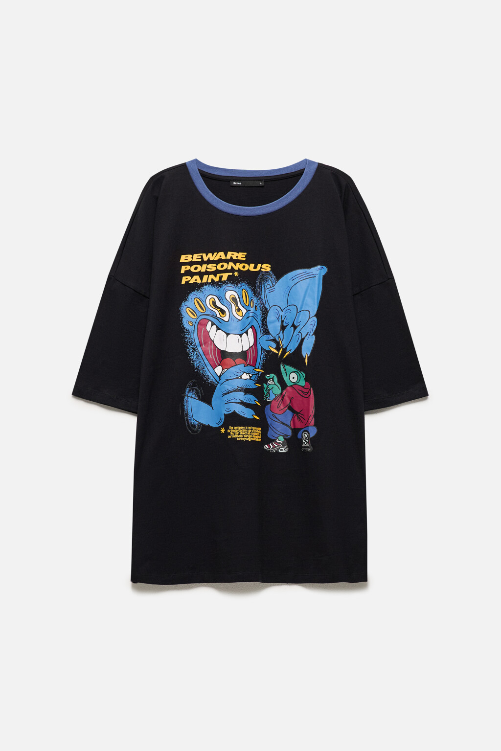 Футболка oversize хлопковая с принтом - цвет серый - 8