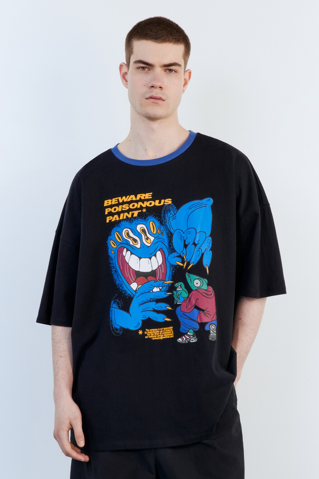 Футболка oversize хлопковая с принтом - цвет серый - 3