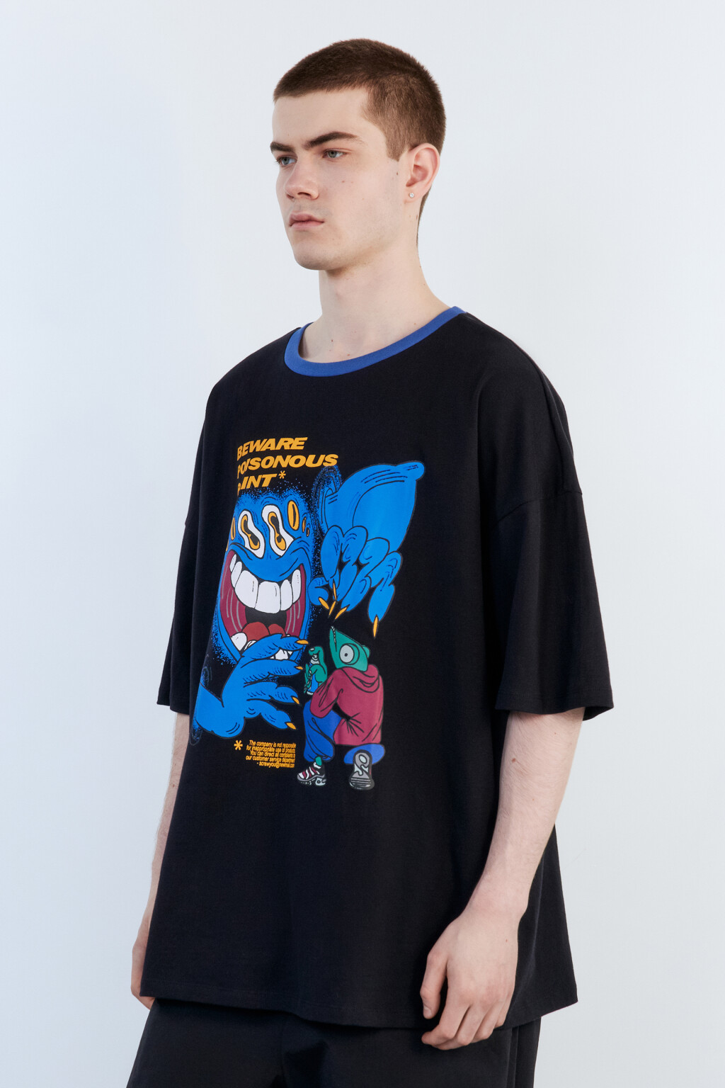 Футболка oversize хлопковая с принтом - цвет серый - 4