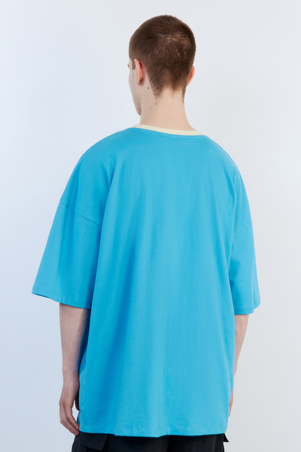 Футболка oversize хлопковая с принтом - цвет голубой - 5
