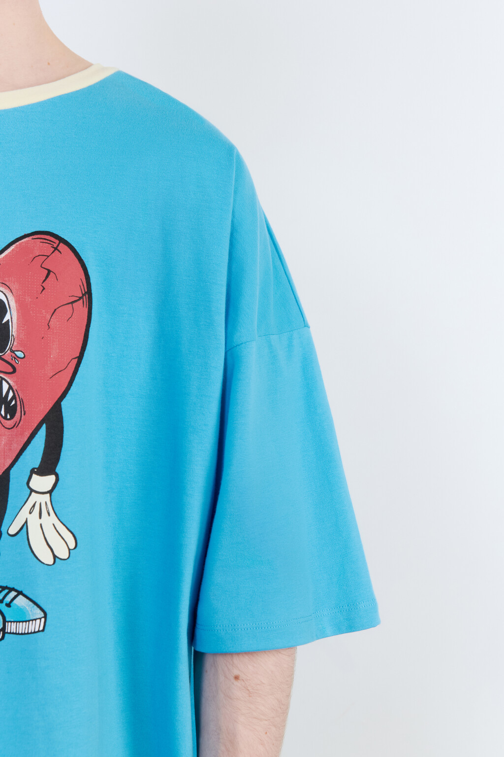 Футболка oversize хлопковая с принтом - цвет голубой - 8