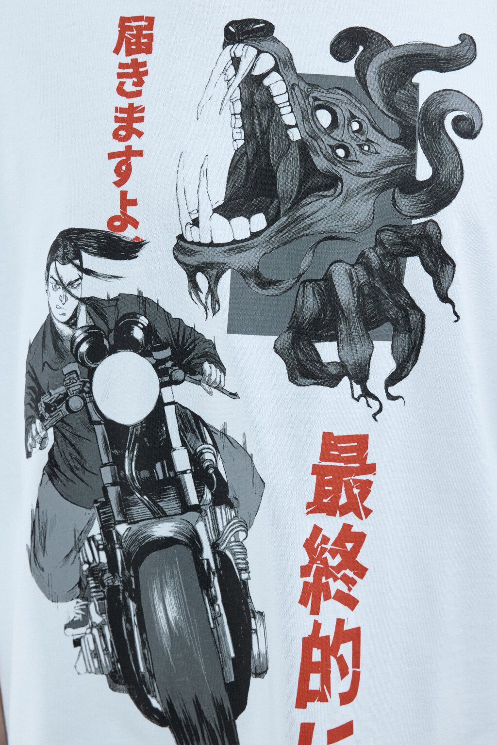 Футболка oversize с принтом в стиле аниме - цвет белый - 7