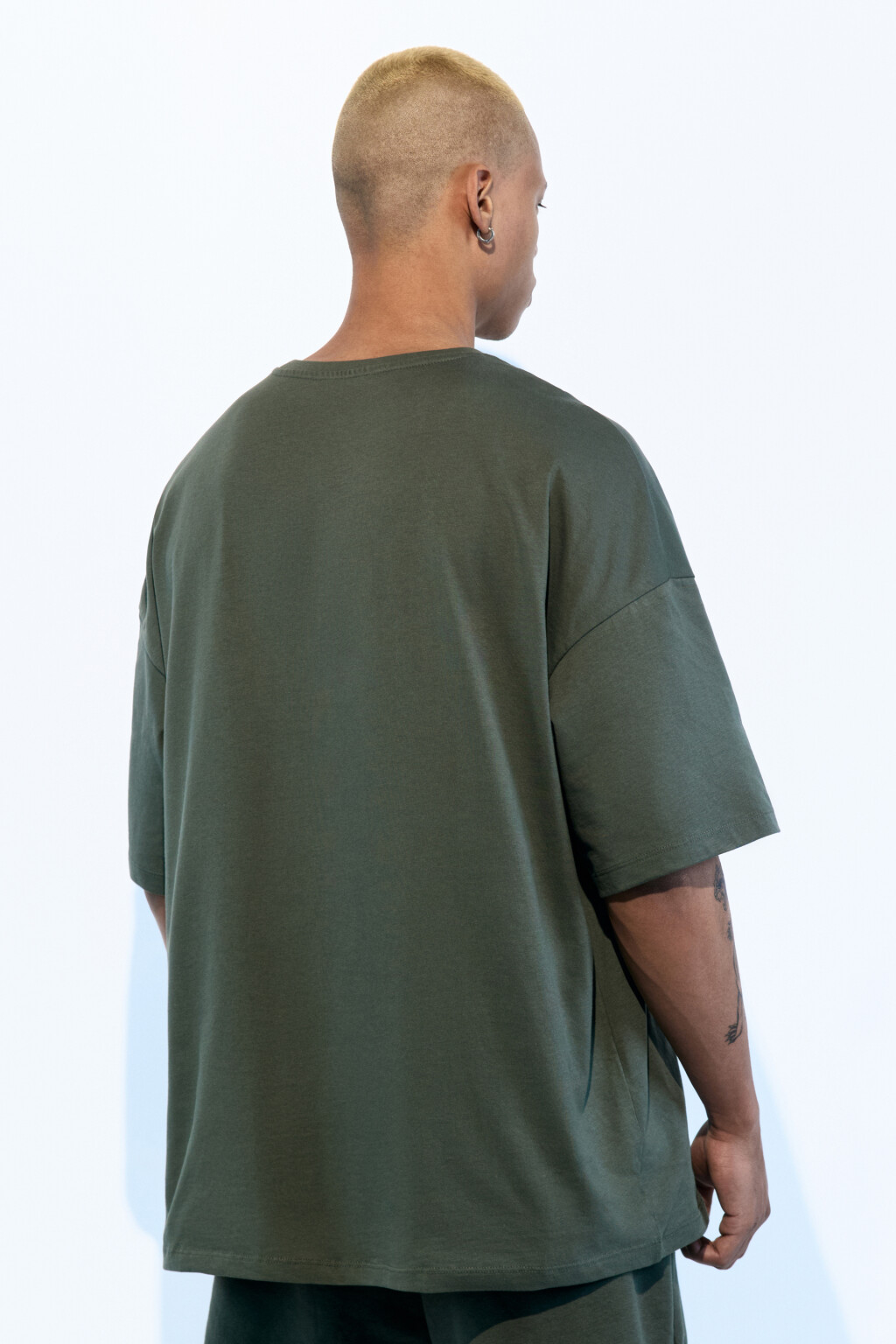 Футболка oversize хлопковая однотонная - цвет зеленый - 4