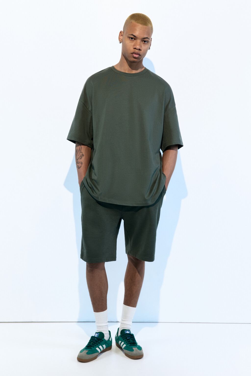 Футболка oversize хлопковая однотонная - цвет зеленый - 5