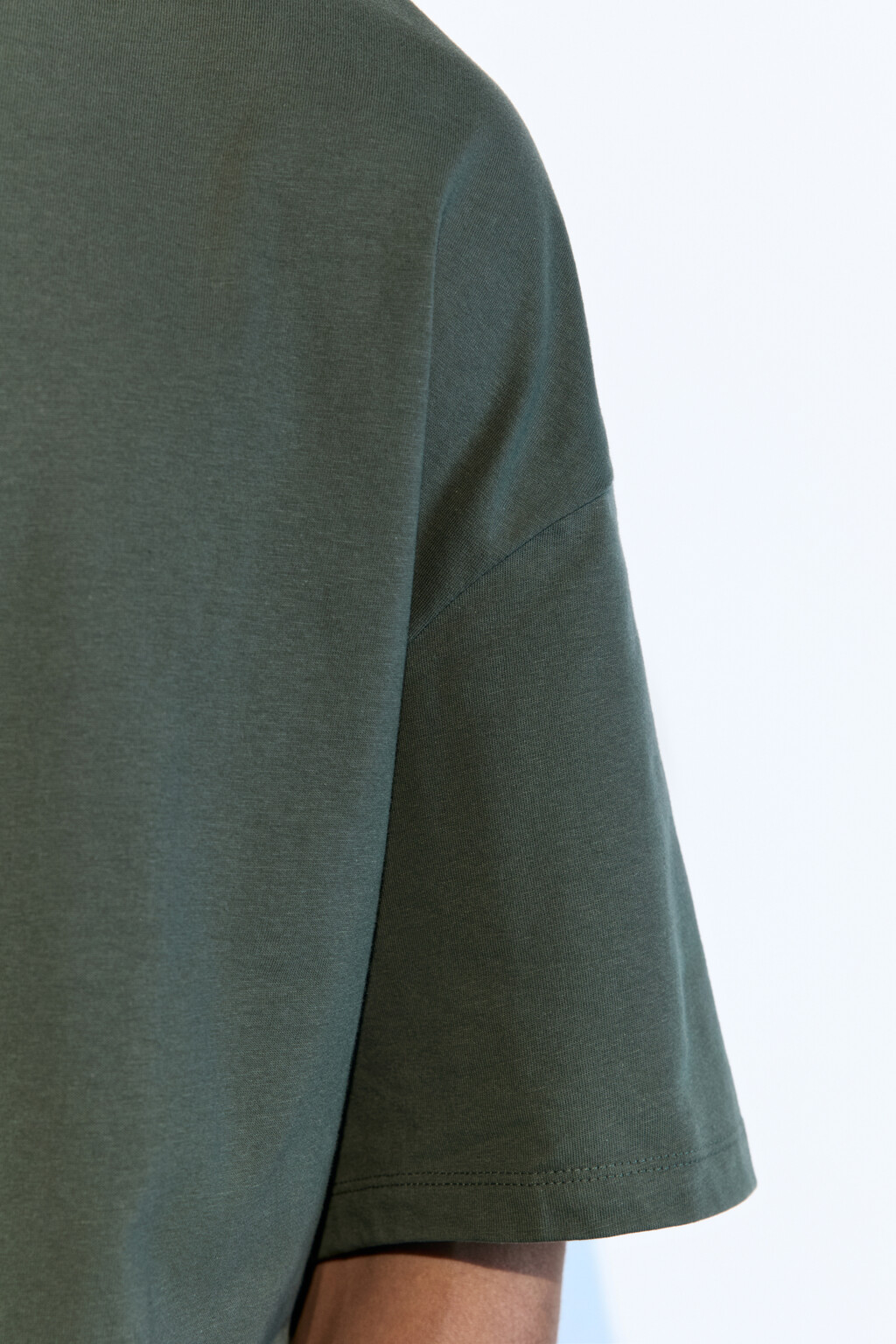 Футболка oversize хлопковая однотонная - цвет зеленый - 7