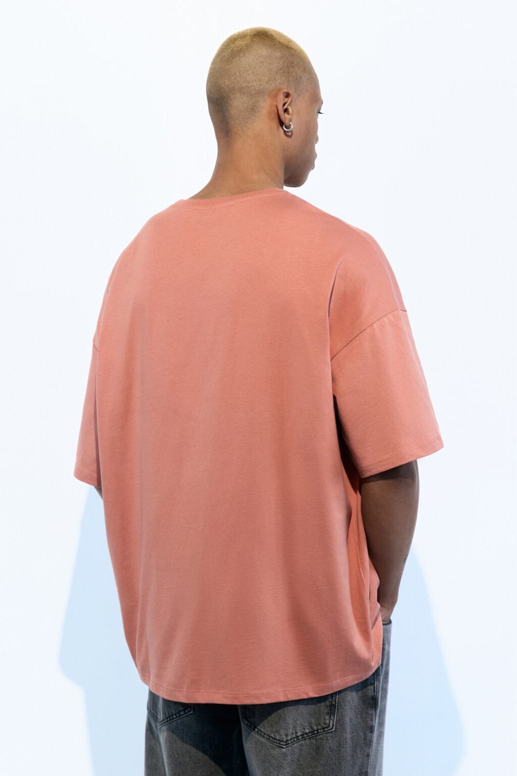 Футболка oversize хлопковая однотонная - цвет розовый - 4