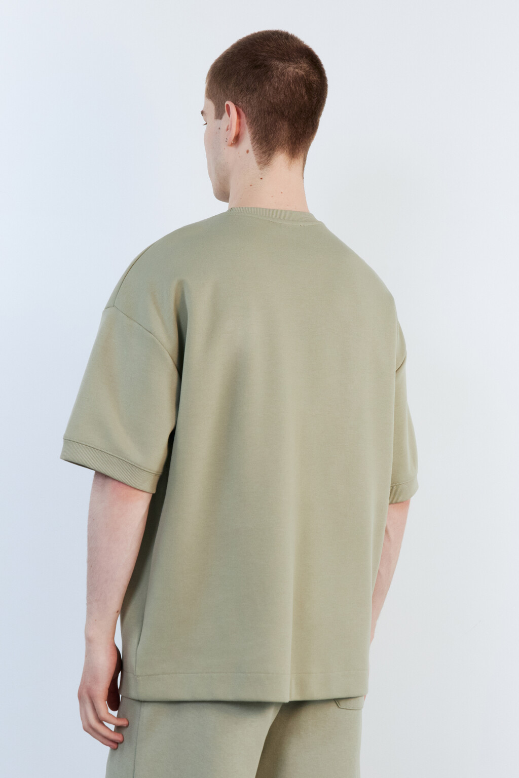 Футболка хлопковая из футера - цвет зеленый - 4