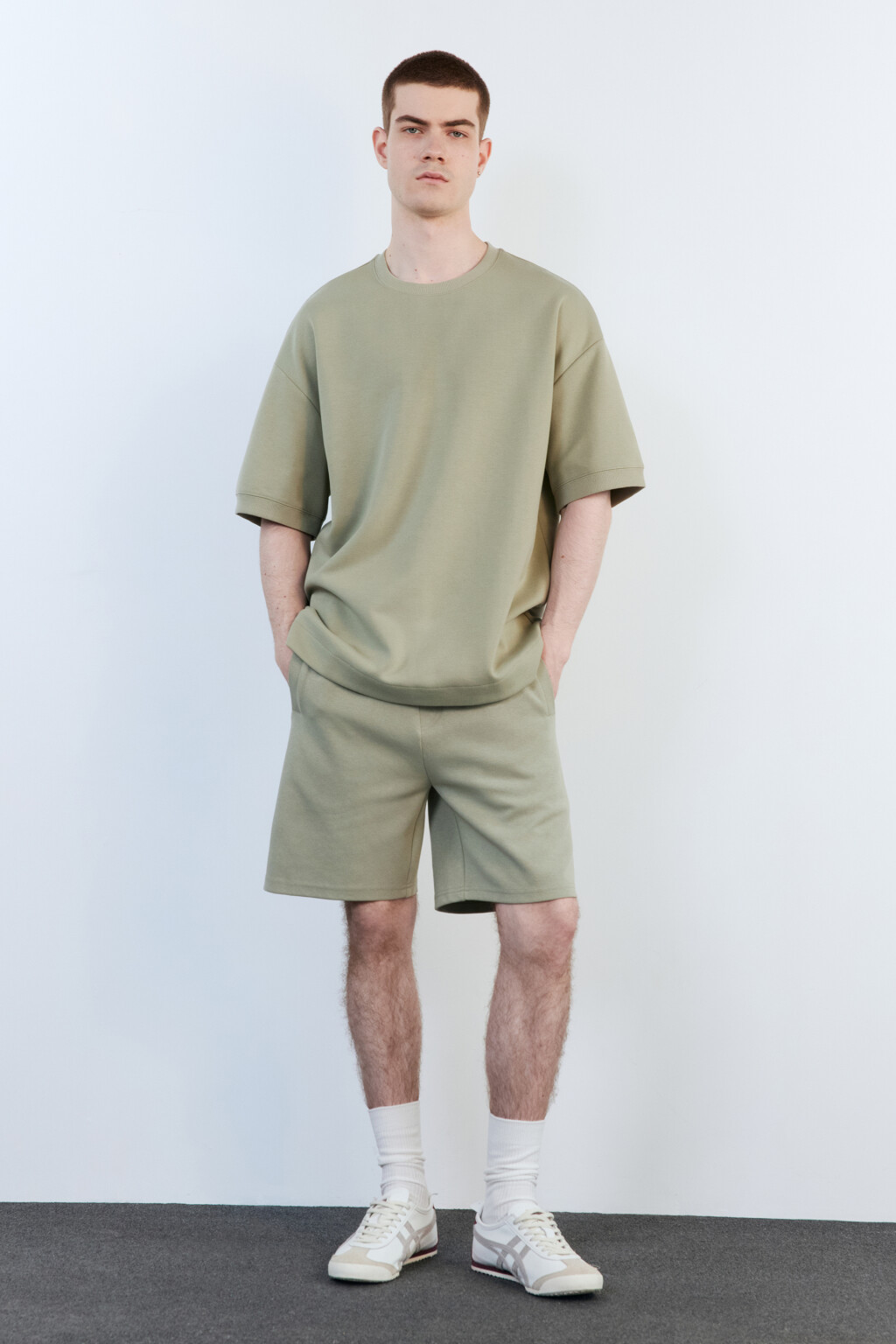 Футболка хлопковая из футера - цвет зеленый - 5