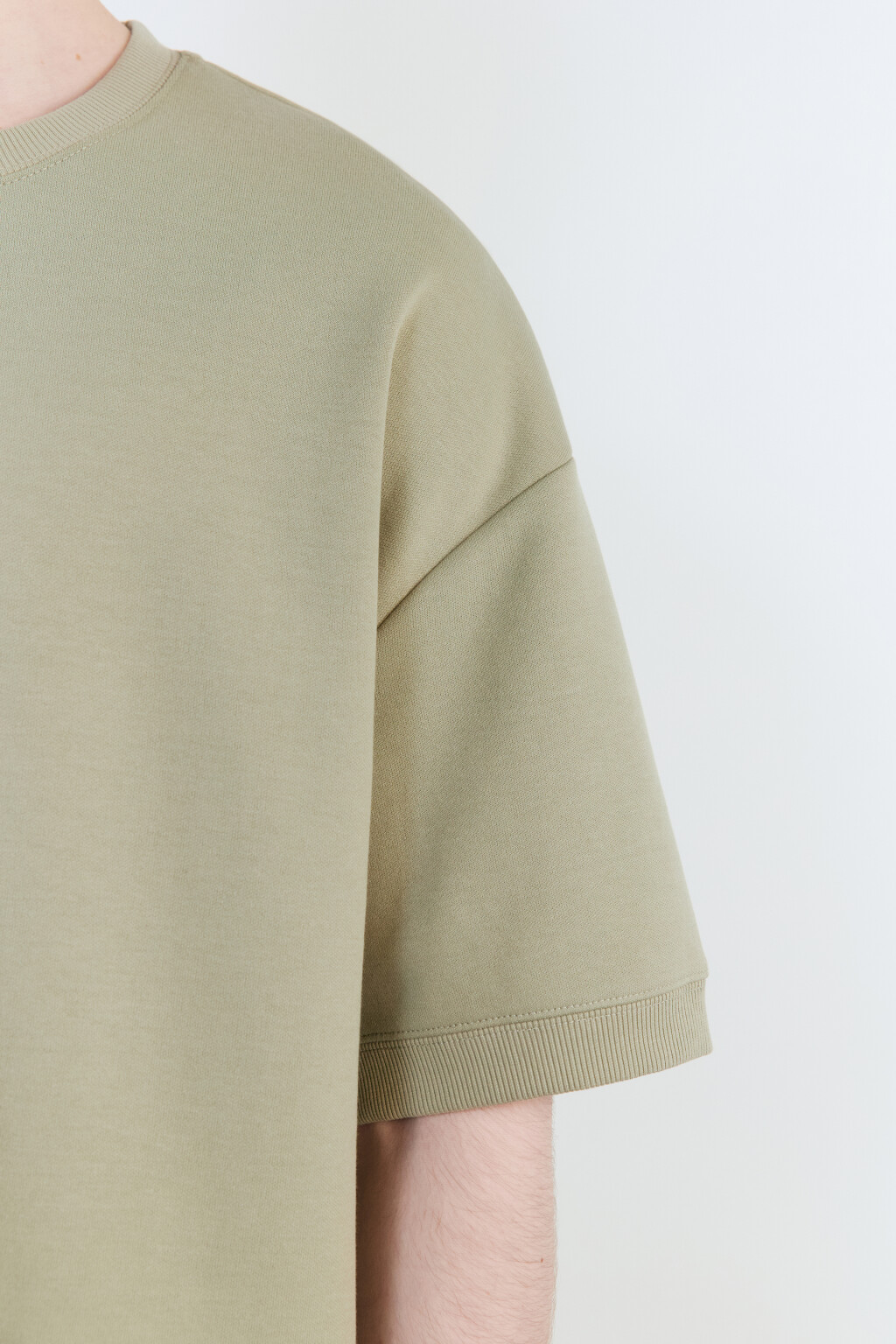 Футболка хлопковая из футера - цвет зеленый - 7