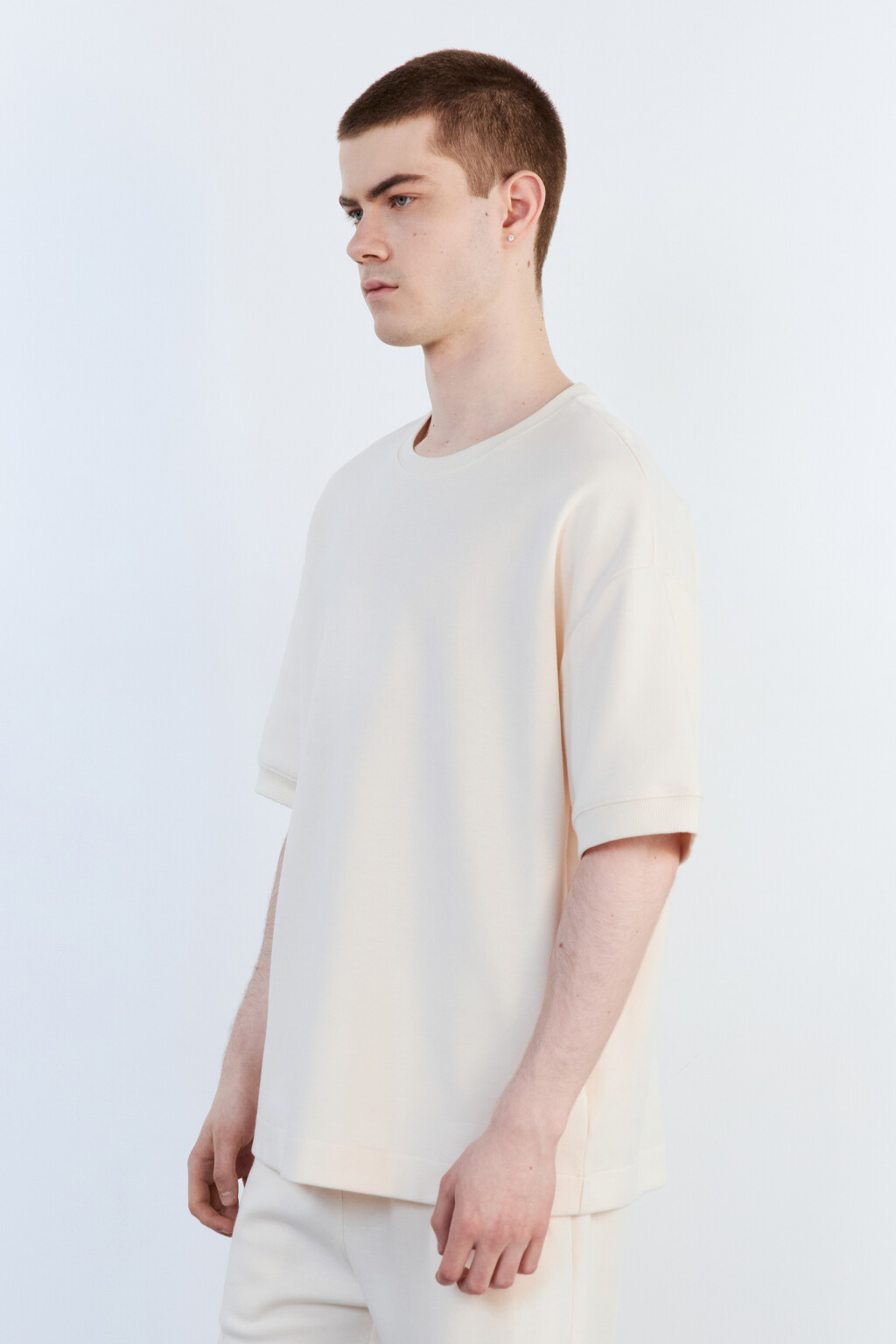 Футболка хлопковая из футера - цвет бежевый - 3