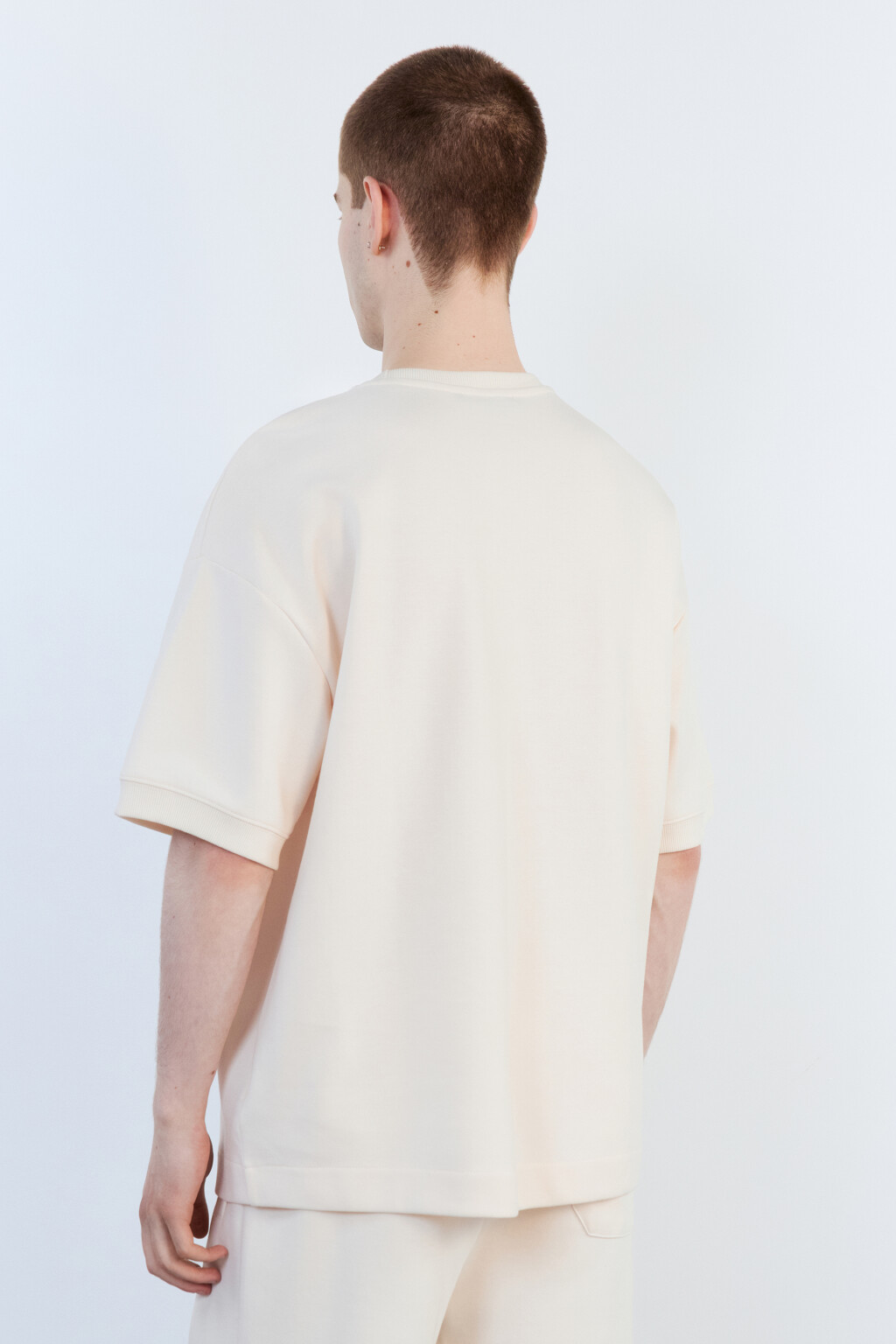 Футболка хлопковая из футера - цвет бежевый - 4