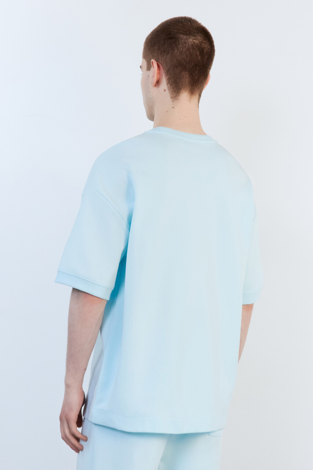 Футболка хлопковая из футера - цвет голубой - 4