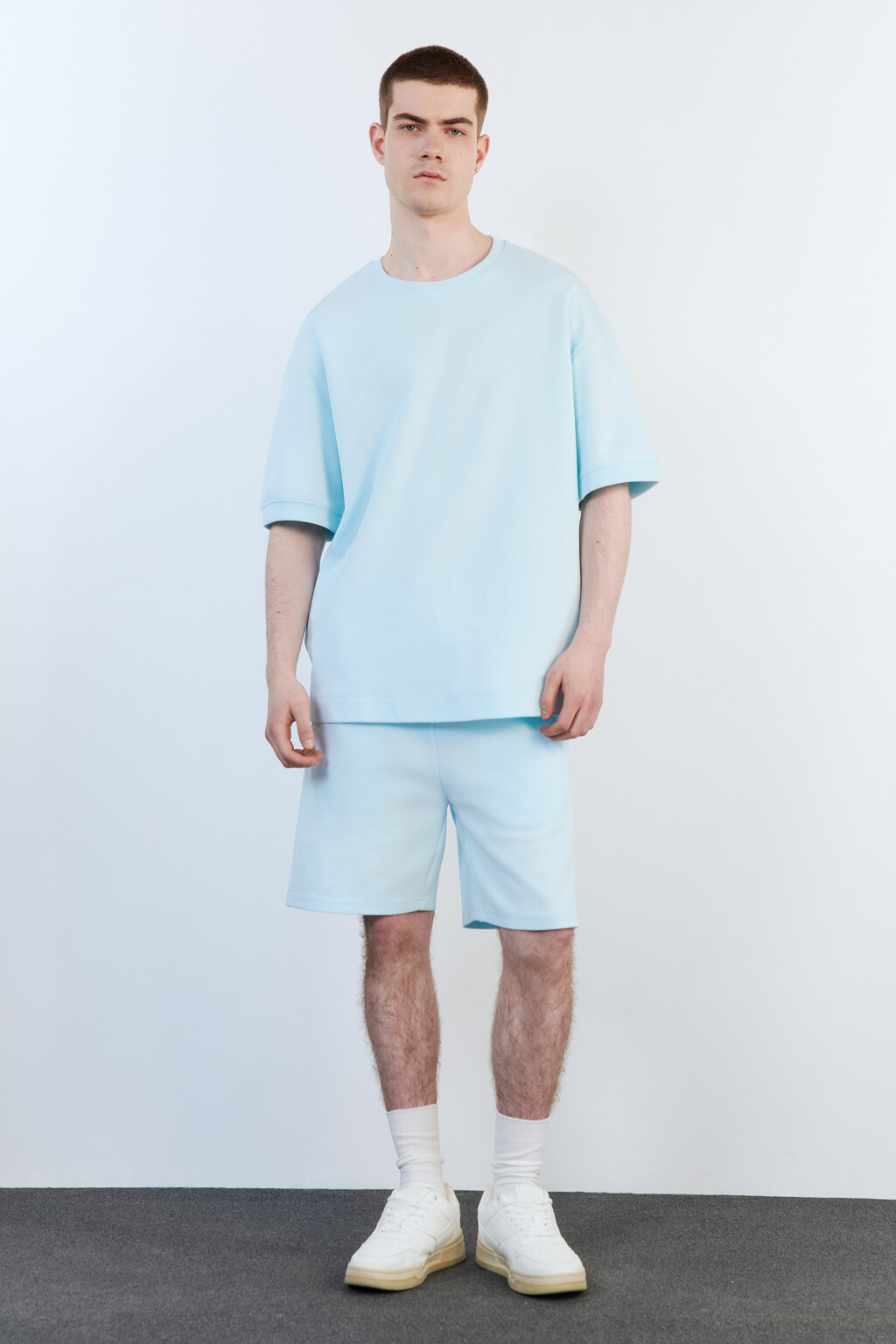 Футболка хлопковая из футера - цвет голубой - 5