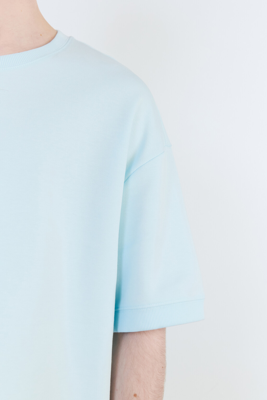 Футболка хлопковая из футера - цвет голубой - 7