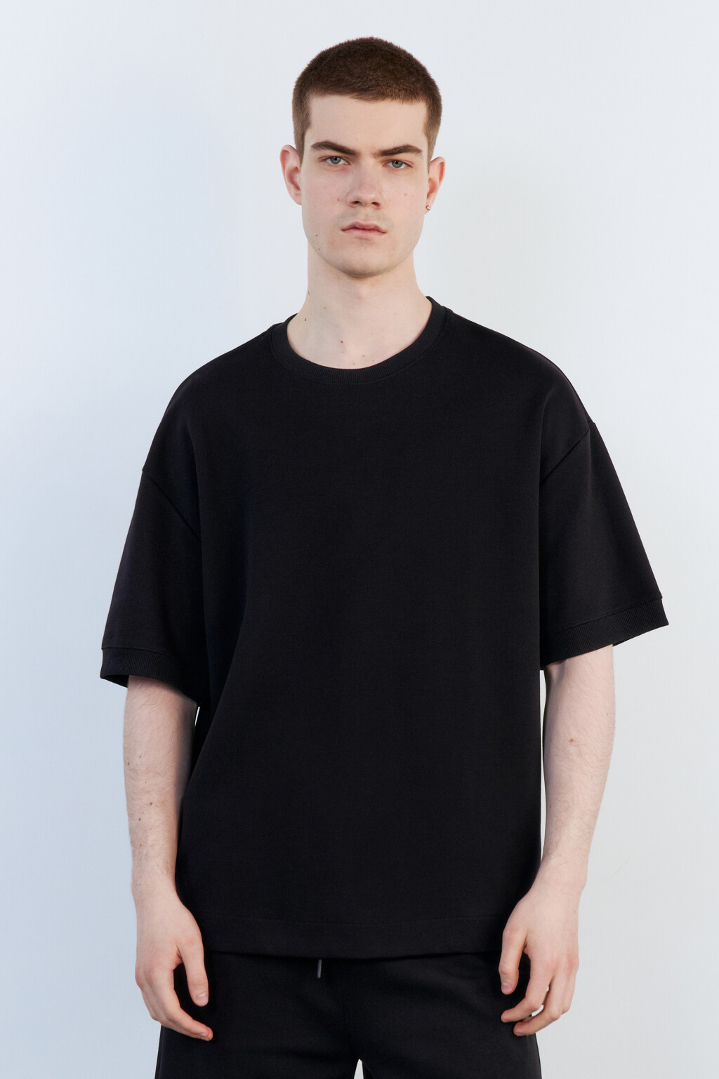 Футболка хлопковая из футера - цвет черный - 2