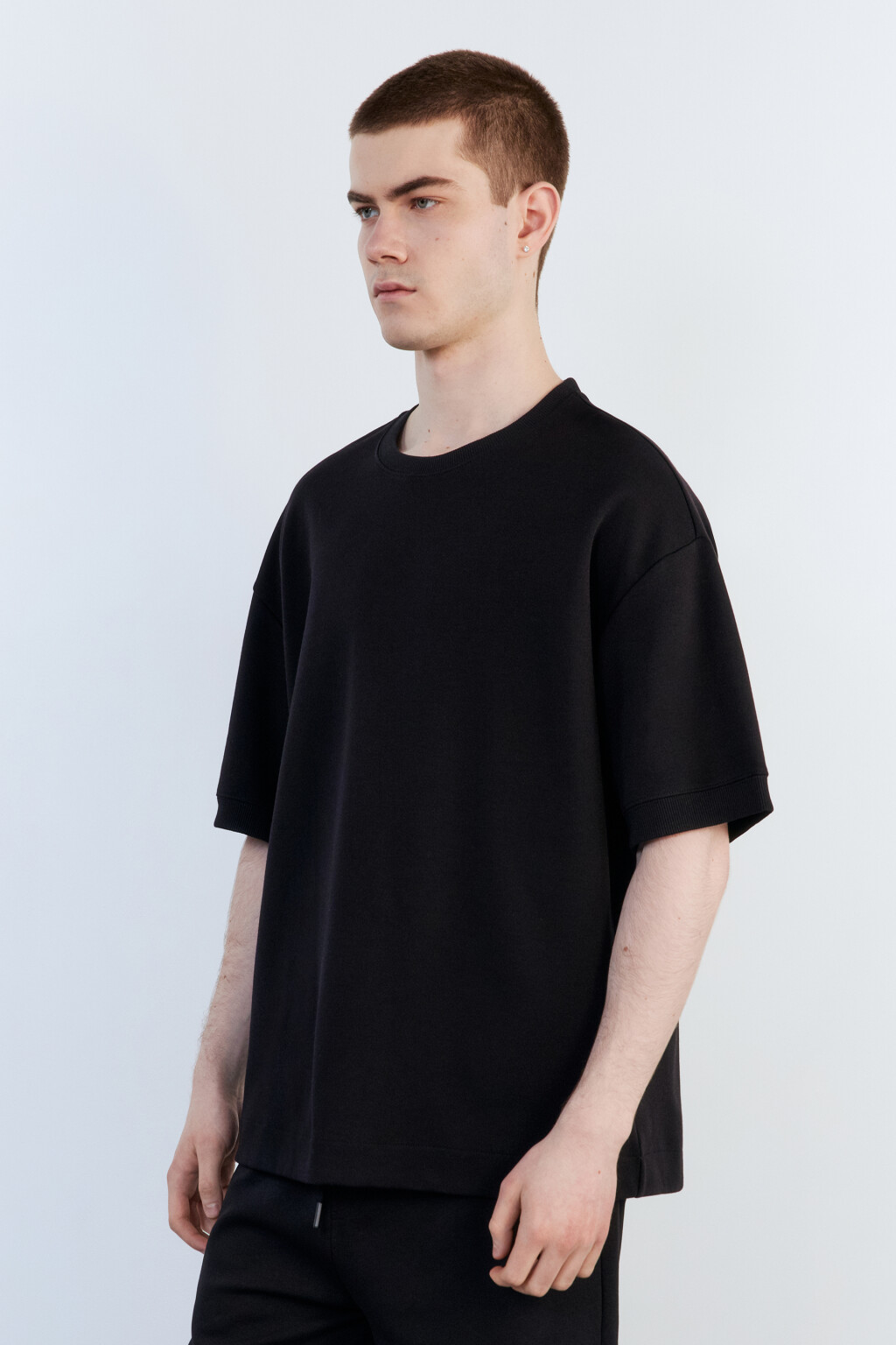 Футболка хлопковая из футера - цвет черный - 3