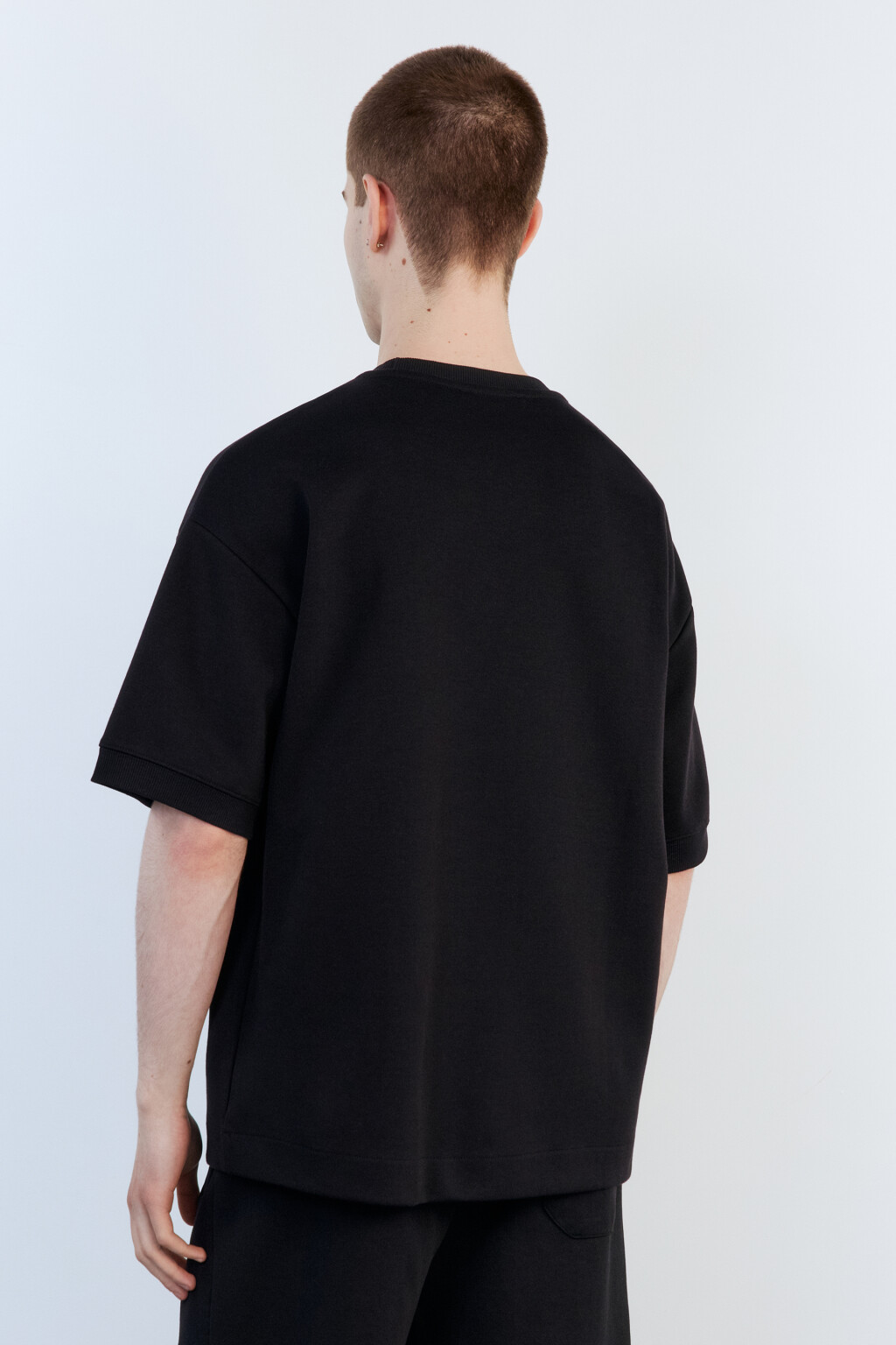 Футболка хлопковая из футера - цвет черный - 4