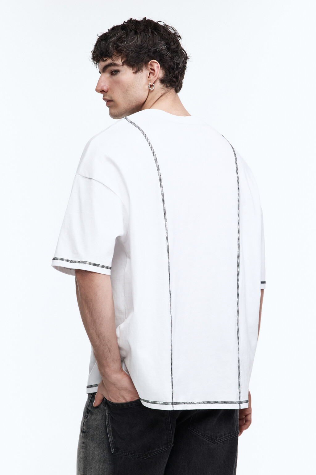 Футболка oversize в стиле гранж - цвет белый - 6