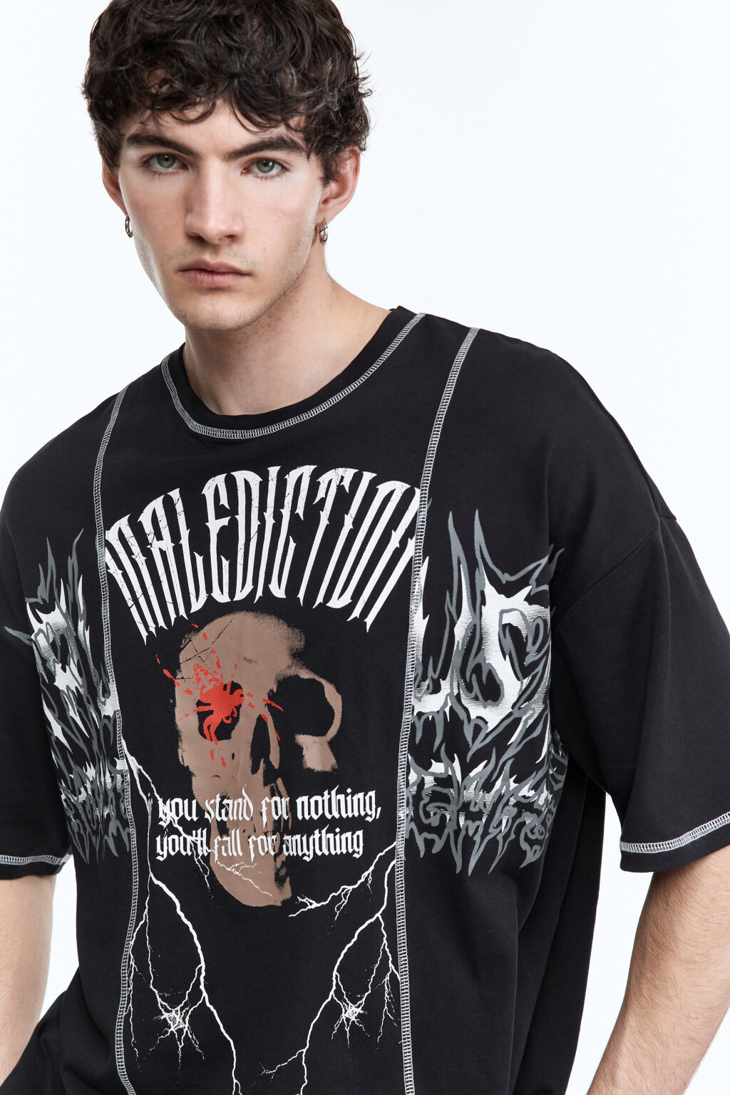 Футболка oversize в стиле гранж - цвет черный - 2