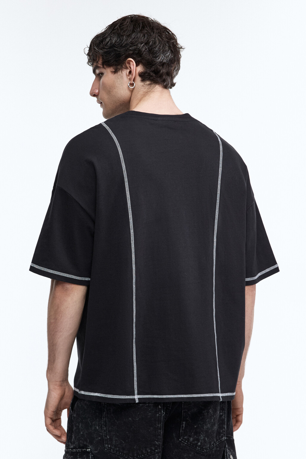 Футболка oversize в стиле гранж - цвет черный - 6