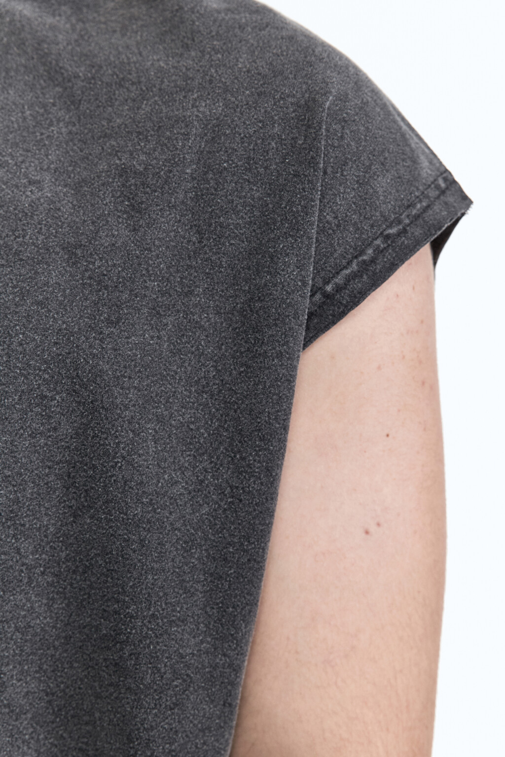 Футболка хлопковая с обрезанными рукавами - цвет серый - 7