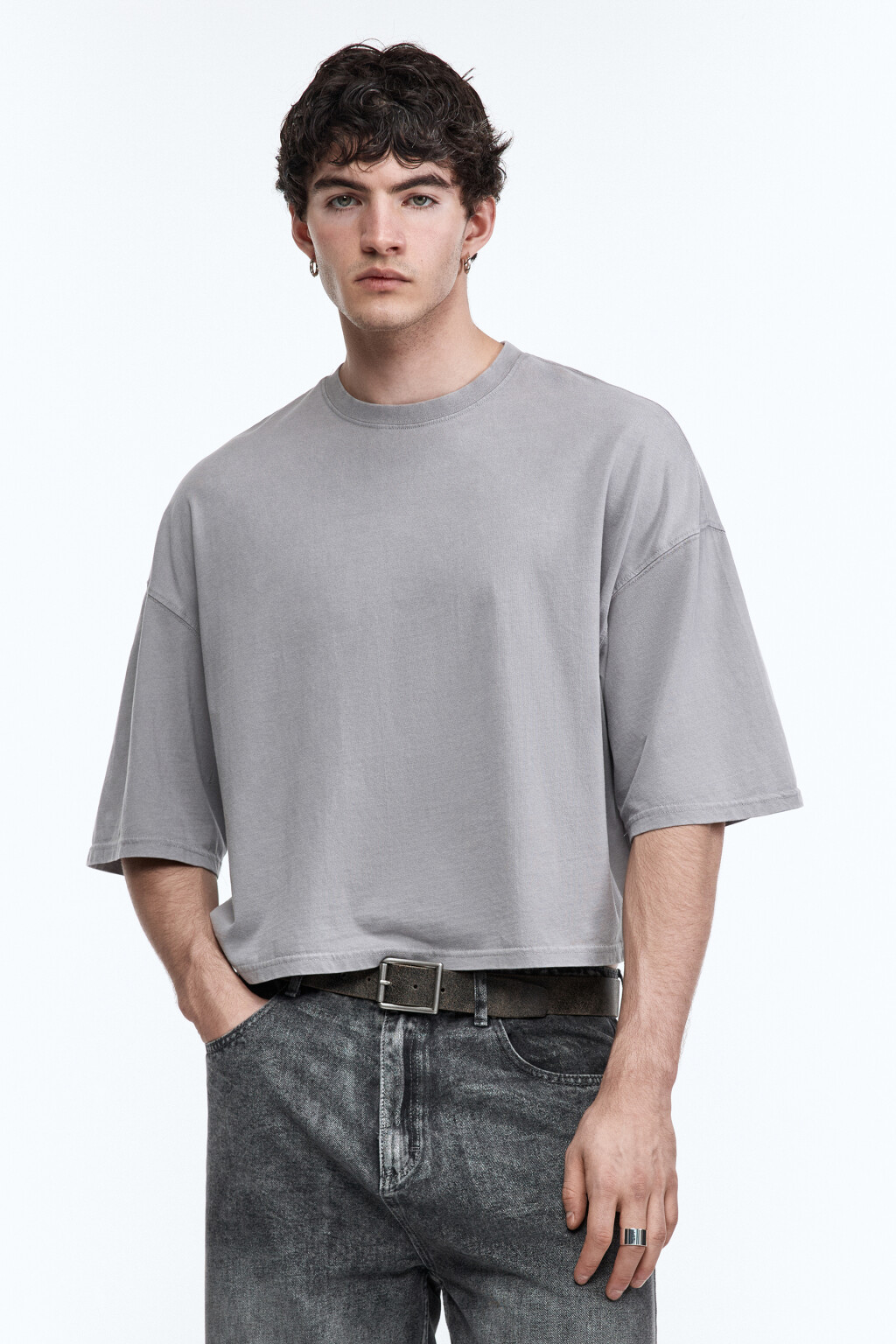 Футболка boxy fit с вареным эффектом 2423120028, цвет: серый (30) по ...