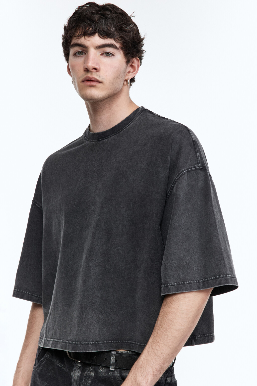 Футболка boxy fit с вареным эффектом - цвет серый - 1