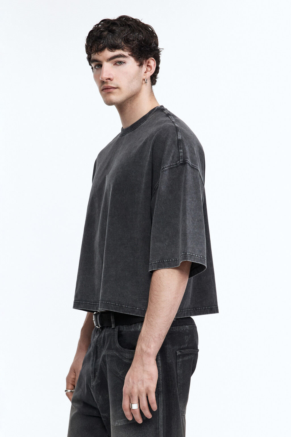 Футболка boxy fit с вареным эффектом - цвет серый - 2