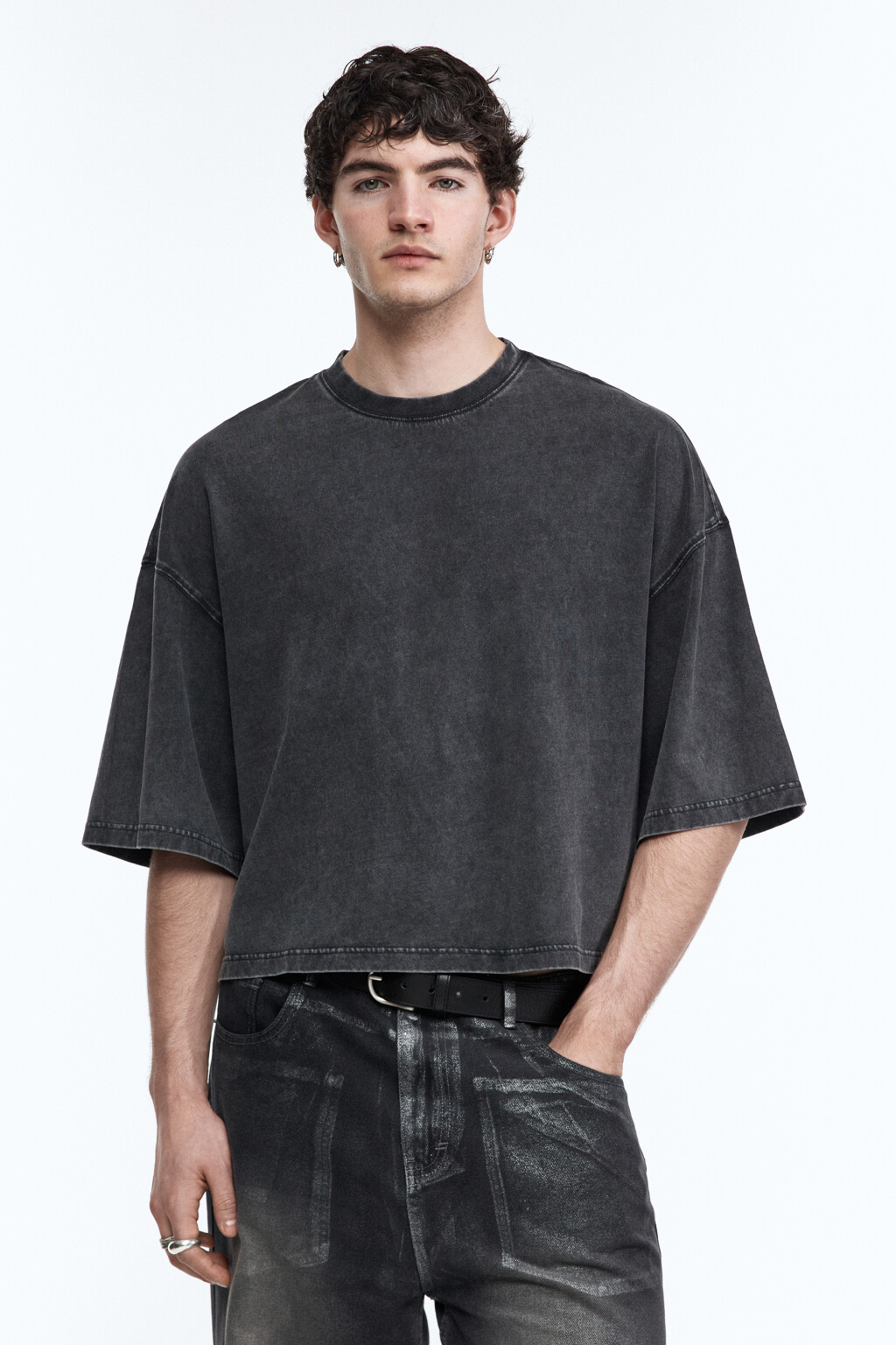 Футболка boxy fit с вареным эффектом - цвет серый - 3