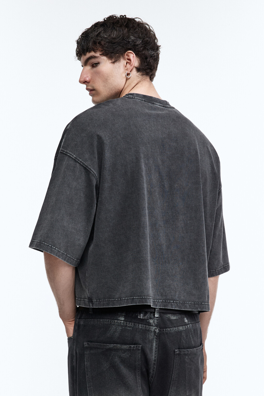 Футболка boxy fit с вареным эффектом - цвет серый - 4