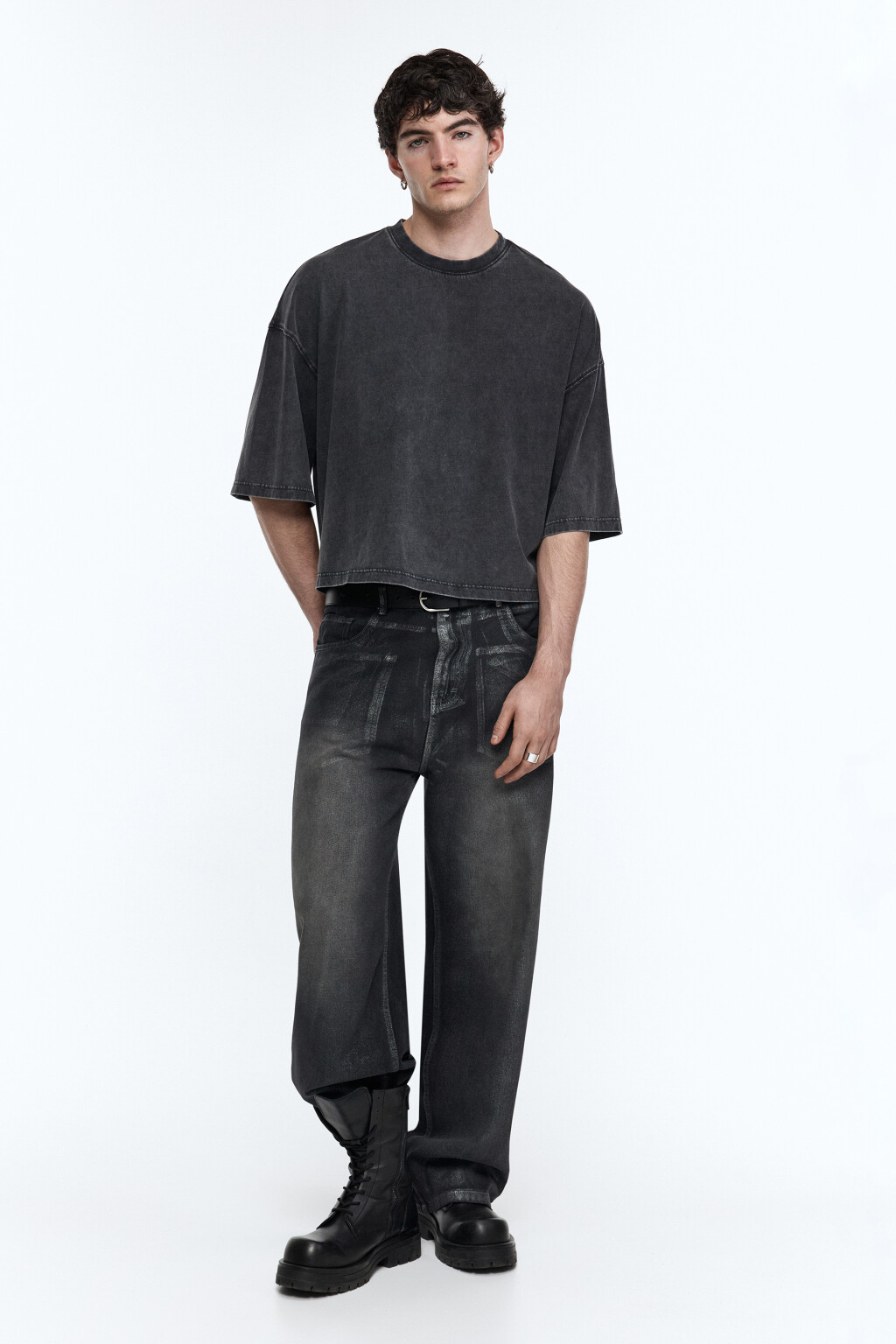 Футболка boxy fit с вареным эффектом - цвет серый - 5