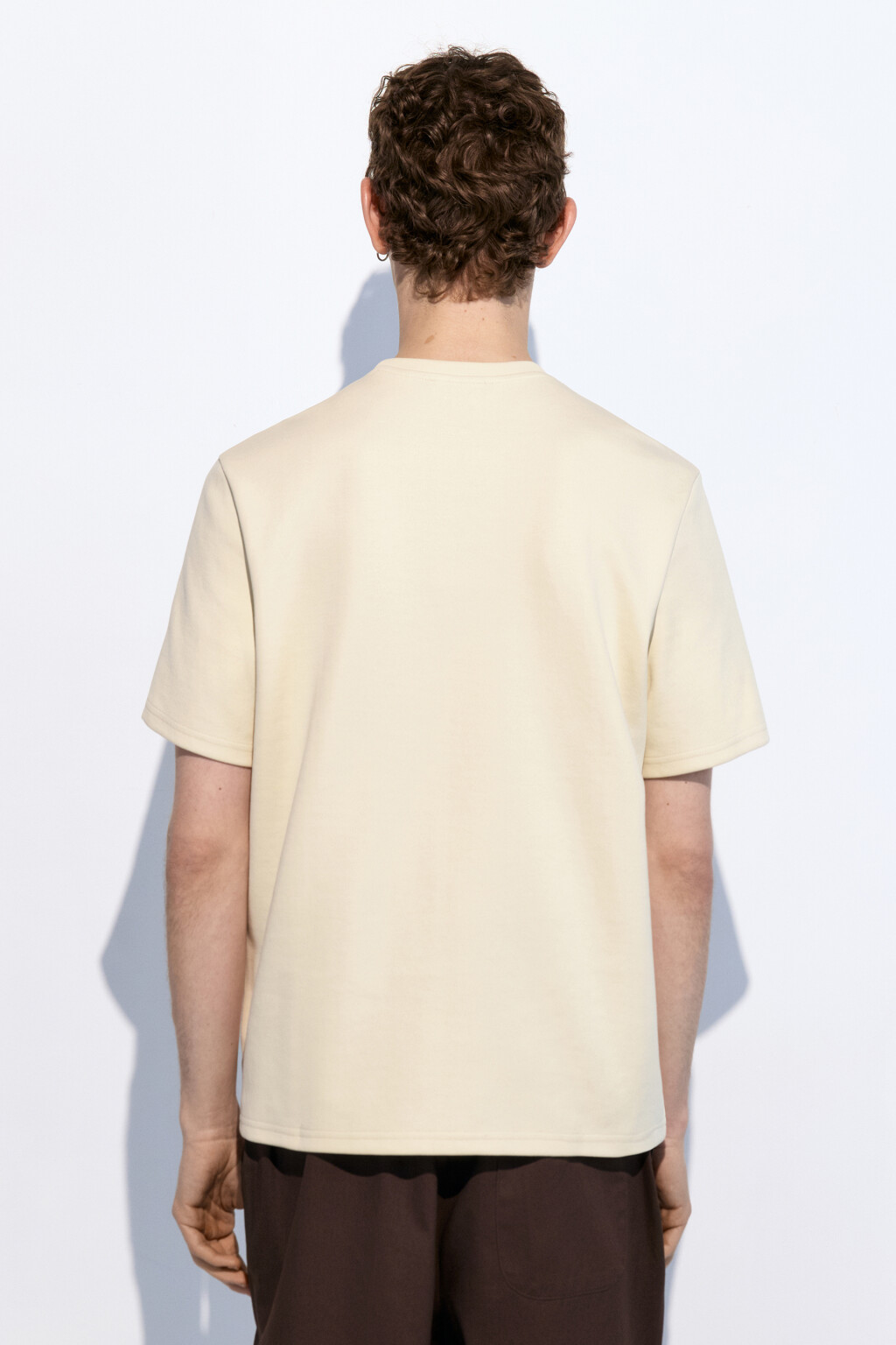 Футболка прямая с принтом и надписью - цвет бежевый - 4