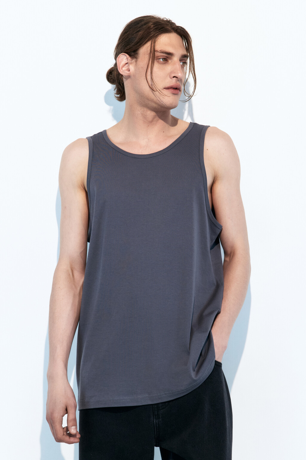 Майка хлопковая базовая - цвет серый - 2