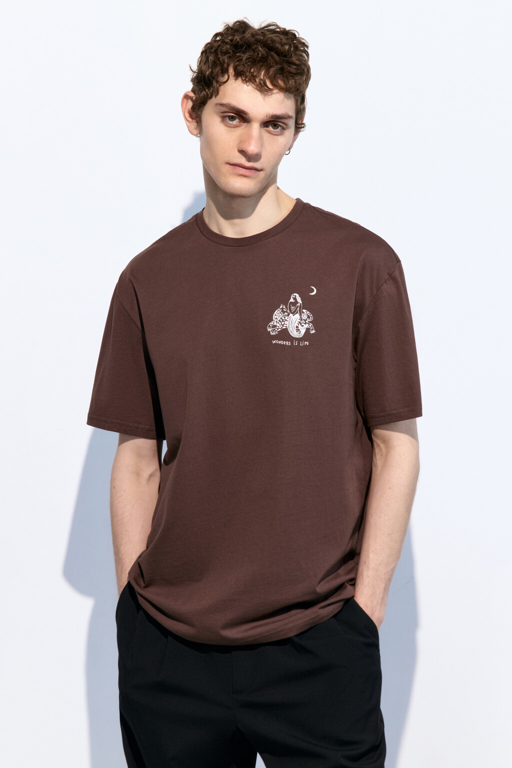 Футболка прямая хлопковая с принтом - цвет красный - 2