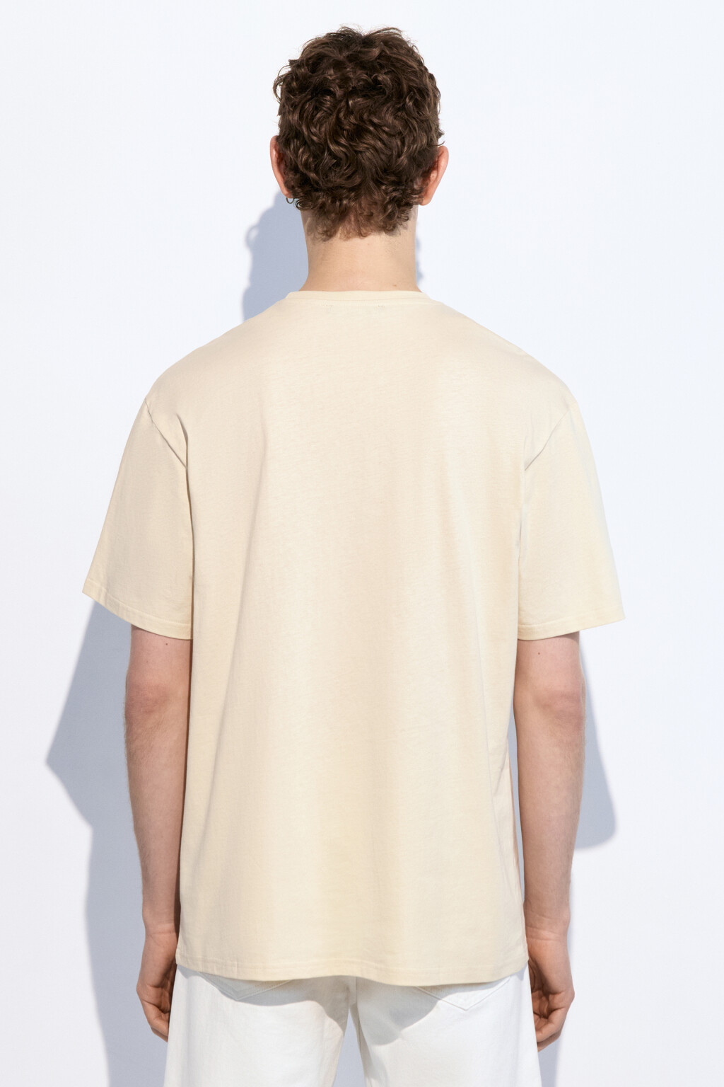Футболка прямая хлопковая с принтом - цвет бежевый - 5