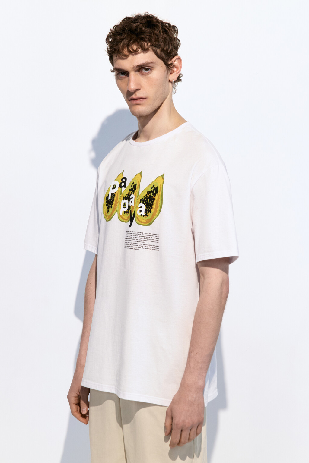 Футболка прямая с фруктовым принтом - цвет белый - 3