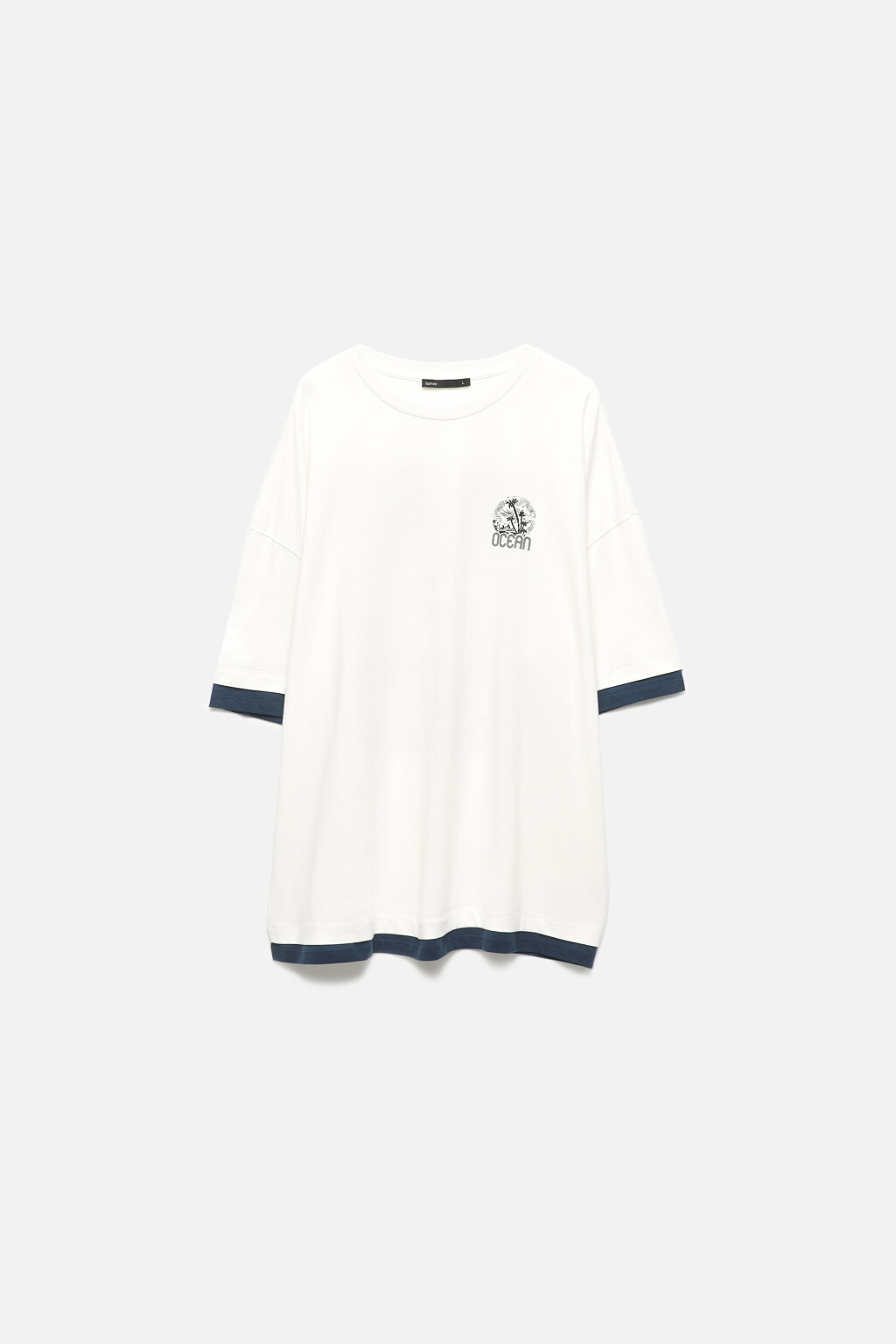 Футболка с принтом и имитацией второго слоя - цвет белый - 8