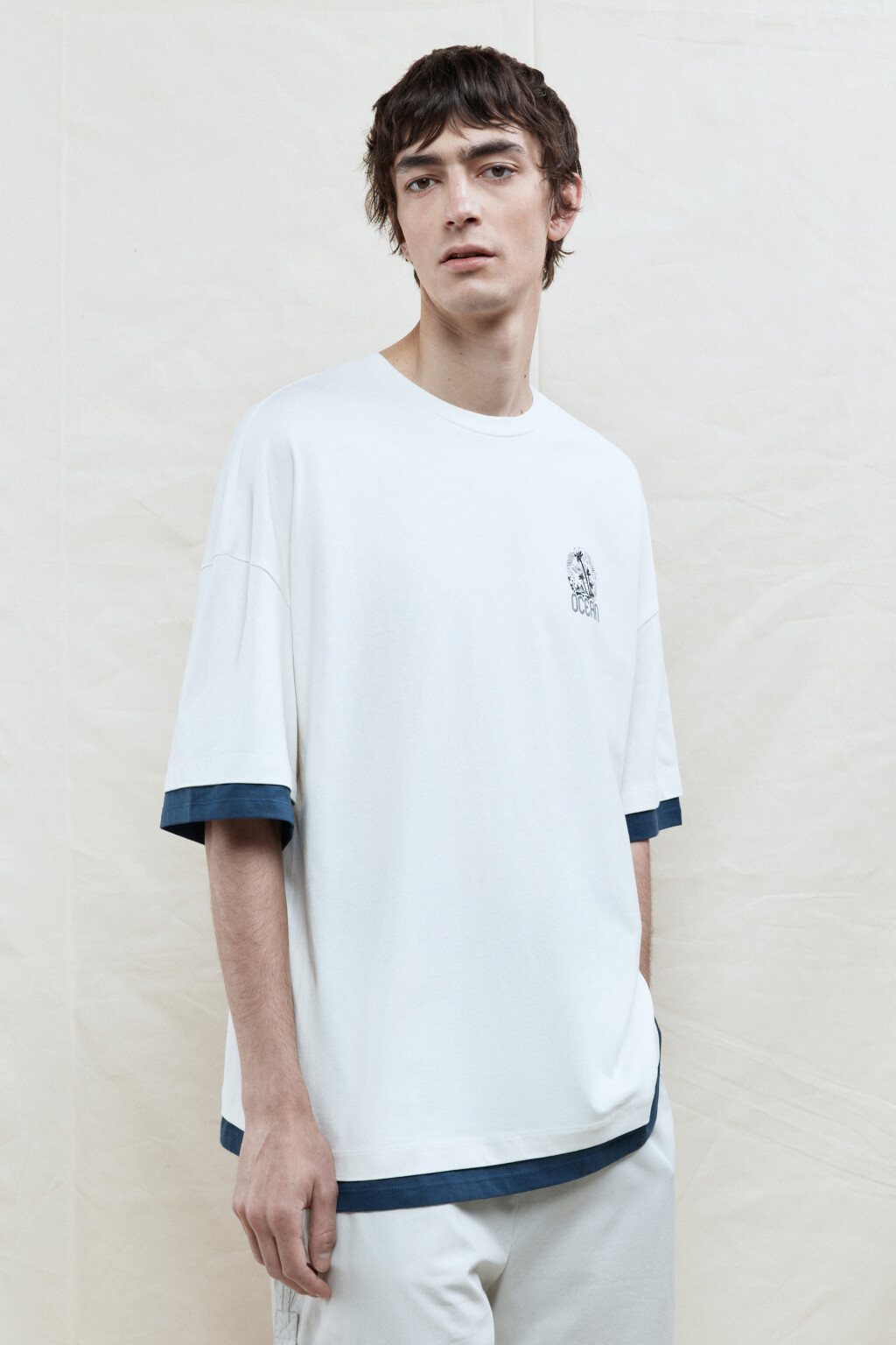 Футболка с принтом и имитацией второго слоя - цвет белый - 3