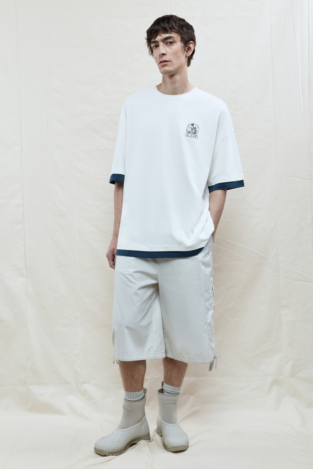 Футболка с принтом и имитацией второго слоя - цвет белый - 5