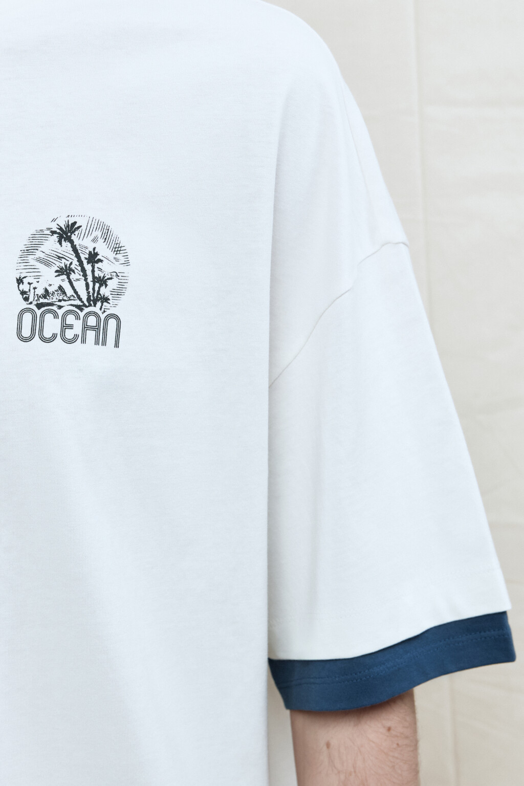 Футболка с принтом и имитацией второго слоя - цвет белый - 7