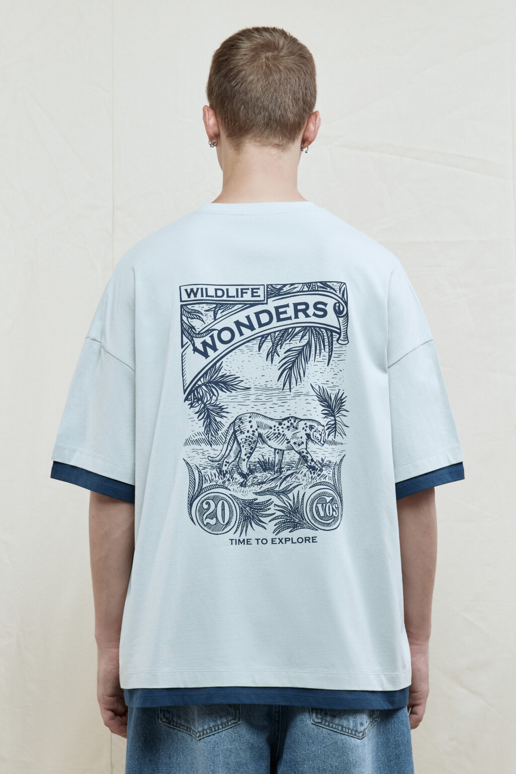 Футболка с принтом и имитацией второго слоя - цвет бежевый - 5