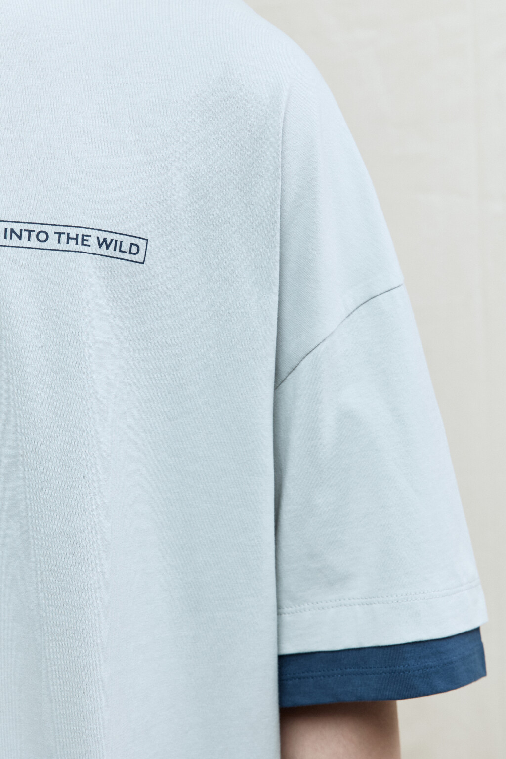 Футболка с принтом и имитацией второго слоя - цвет бежевый - 7