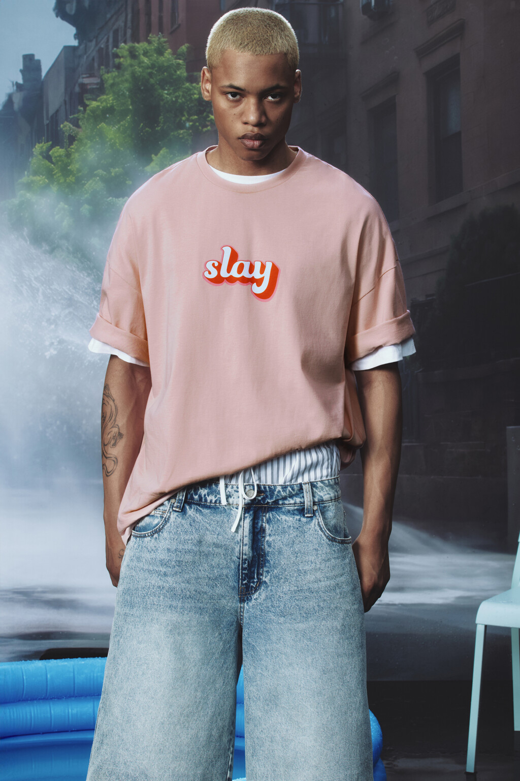 Футболка хлопковая с принтом в стиле нулевых - цвет розовый - 8