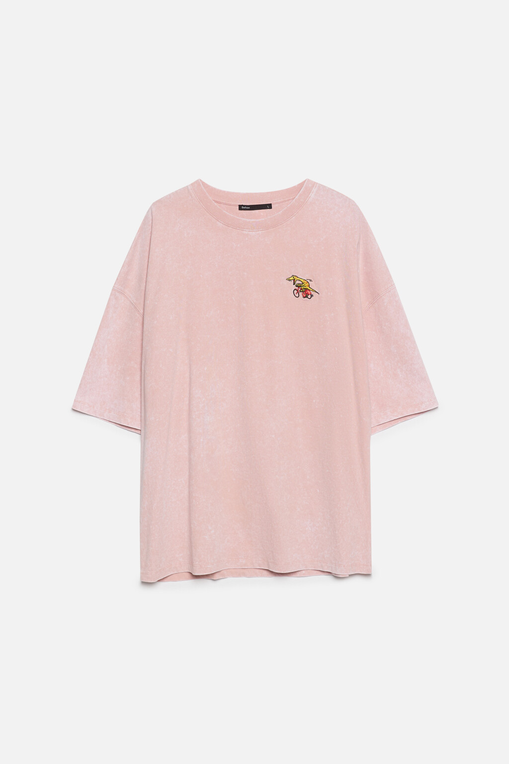 Футболка oversize с вареным эффектом и принтом - цвет розовый - 10