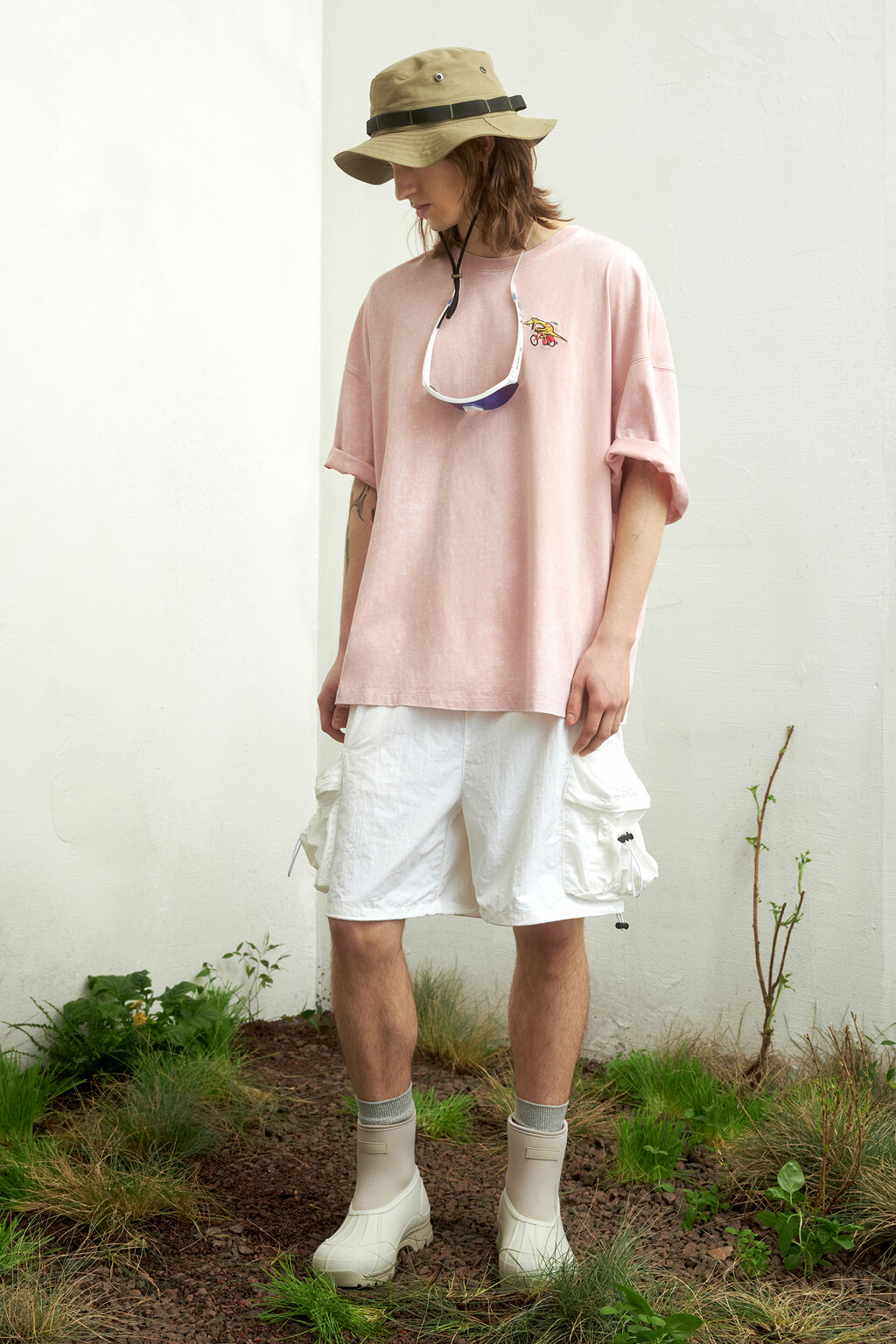 Футболка oversize с вареным эффектом и принтом - цвет розовый - 8