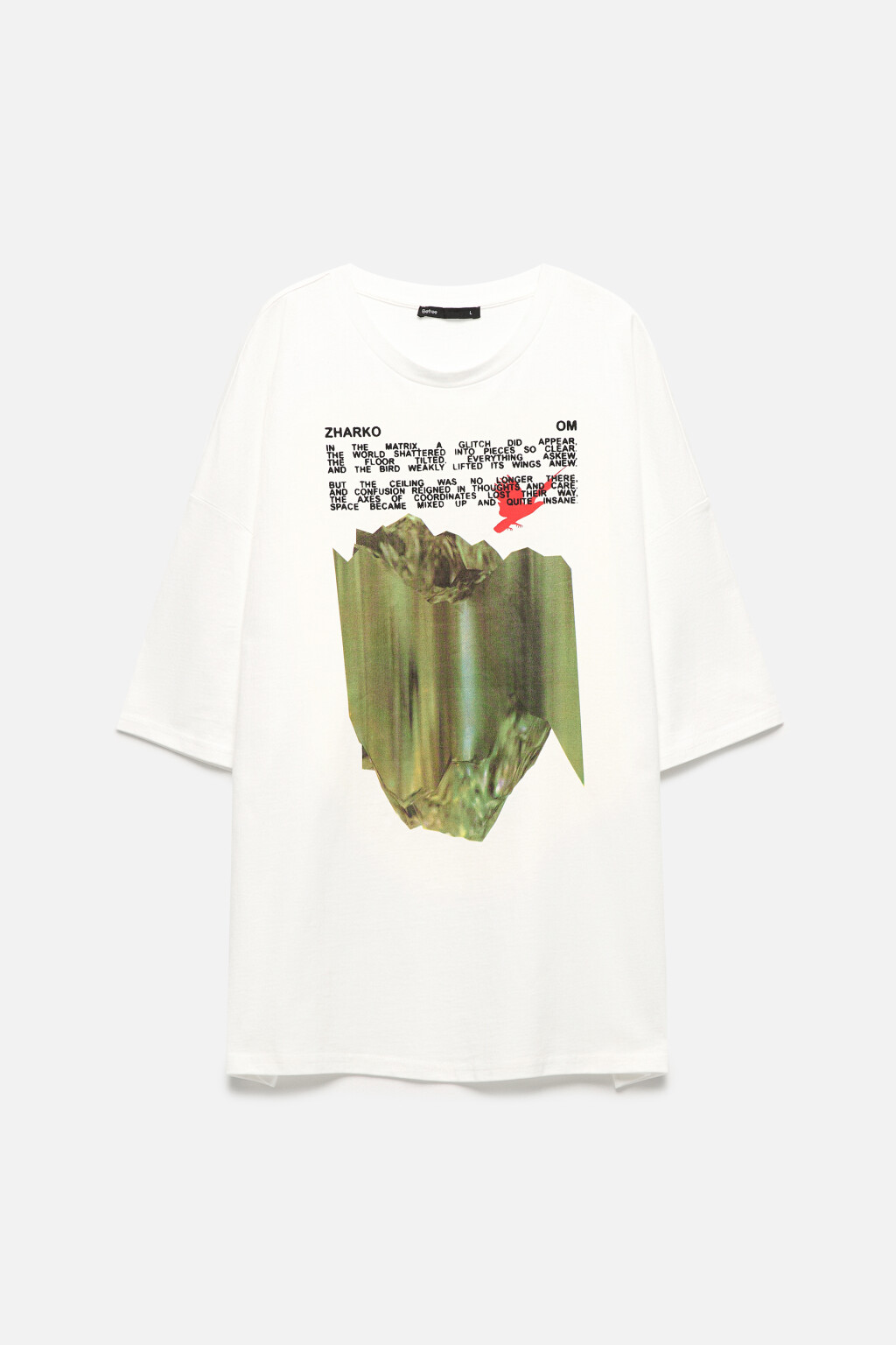 Футболка прямая хлопковая с принтом - цвет белый - 8