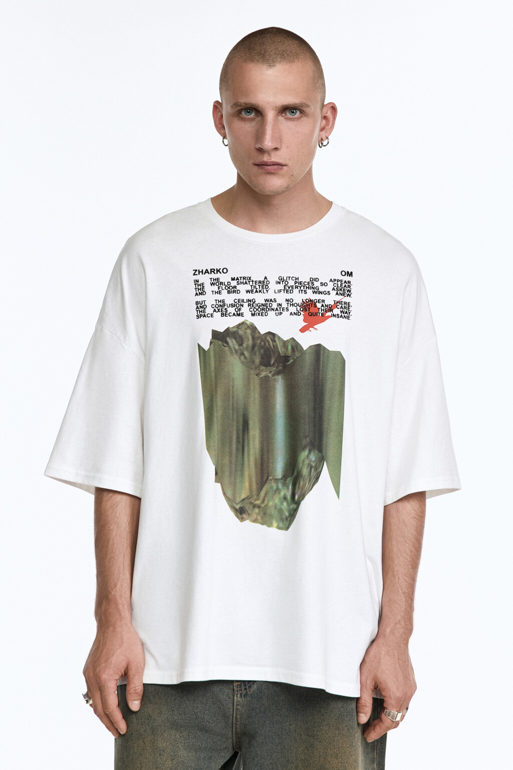 Футболка прямая хлопковая с принтом - цвет белый - 2