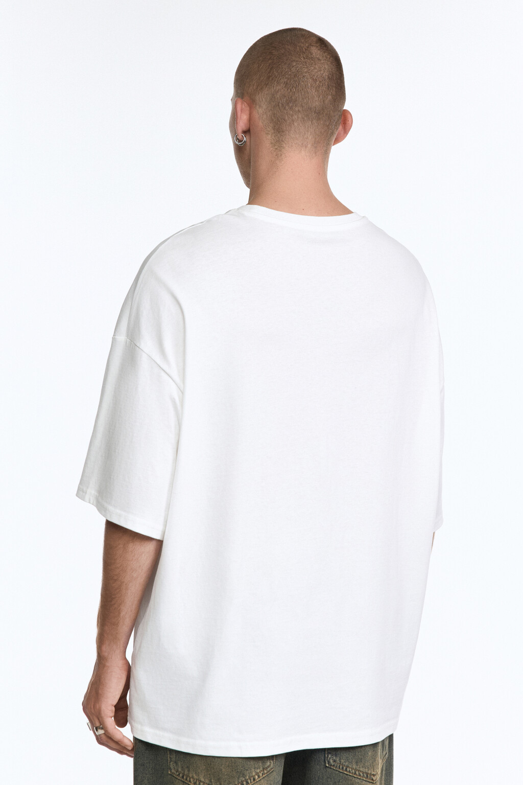 Футболка прямая хлопковая с принтом - цвет белый - 4