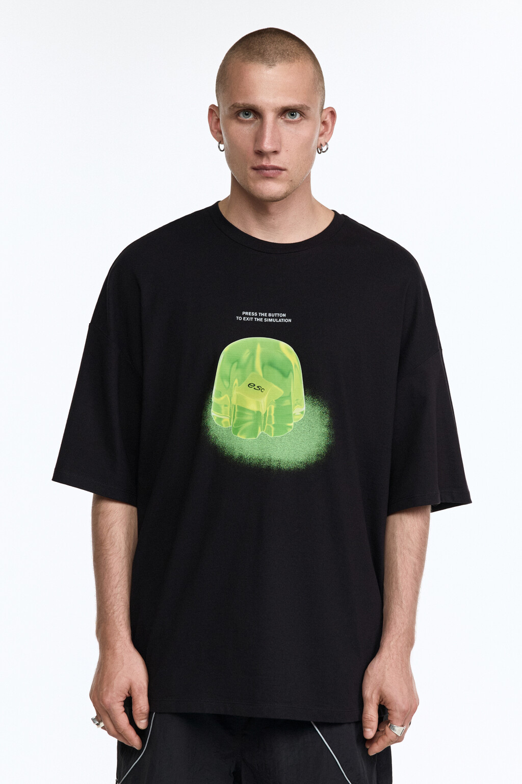 Футболка прямая хлопковая с принтом - цвет черный - 3